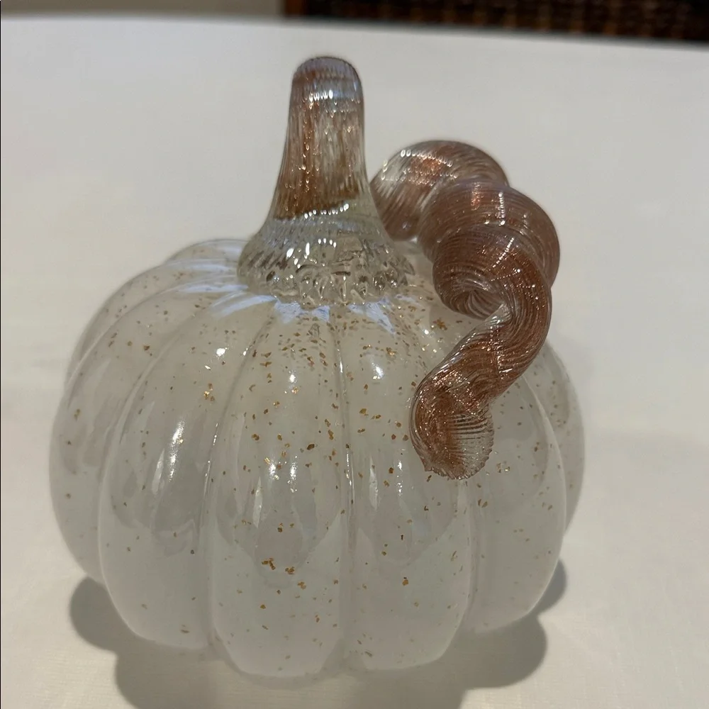 Glass Pumpkin with Gold Accents - Picture 2 of 7